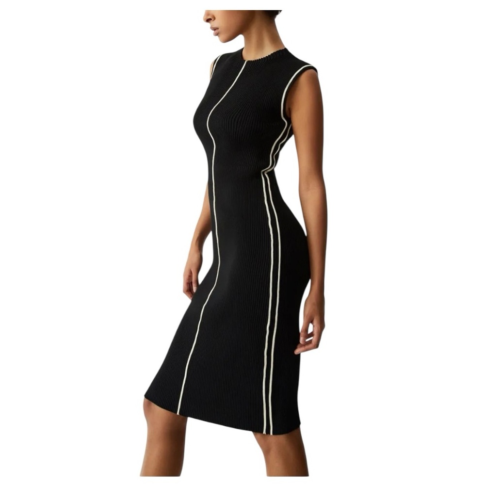 COMMENSE Sleeveless Color Block Sweater Dress COLOR - Black Size Large NWT